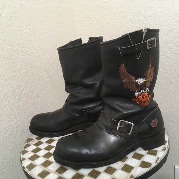BLACK HARLEY DAVIDSON STEEL TOE BOOTS 10R main image 7